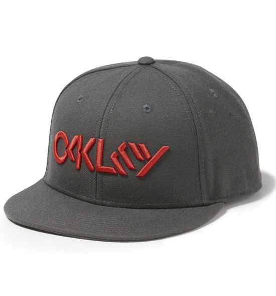 Boné Oakley Octane Snapback Grafite com Logo Vermelho PROMOÇAO