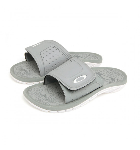 Chinelo Oakley Super Coil Slide Branco Com Cinza - 2