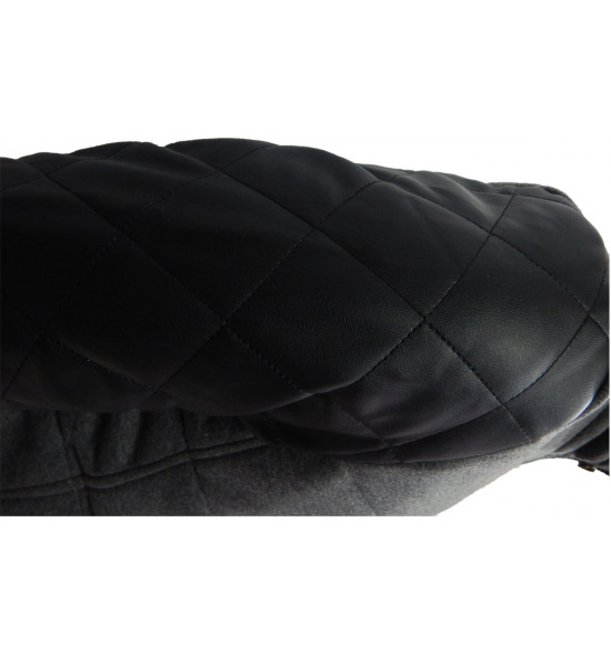 Rx Jaqueta Moletom Alma de Praia Cinza Com Manga de Couro LANÇAMENTO - 5