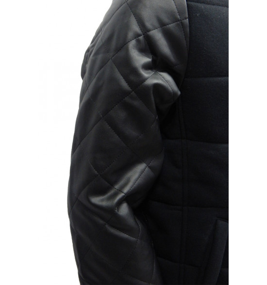 Rx Jaqueta Moletom Alma de Praia Preta Com Manga de Couro LANÇAMENTO - 6