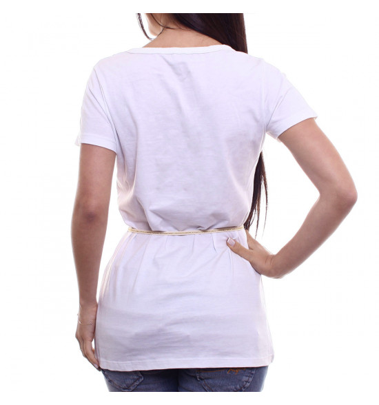 Sx Camiseta Alma De Praia Maxi V Branca C/ Cinto Lurex - 2