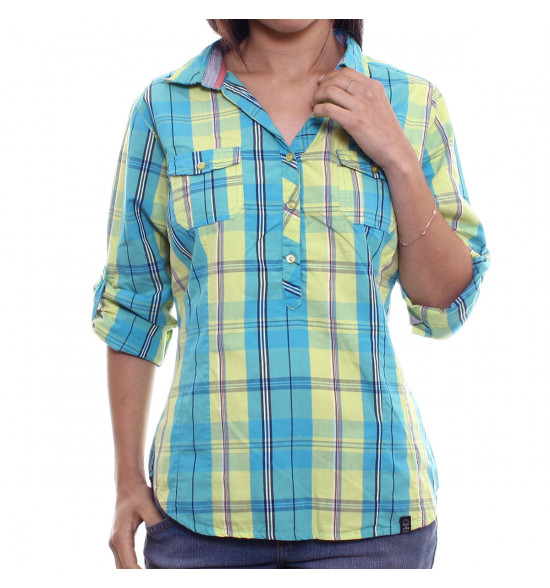 Sx Camisa Alma De Praia Xadrez Amber Verde