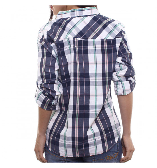 Sx Camisa Alma De Praia Xadrez Amber Azul - 2