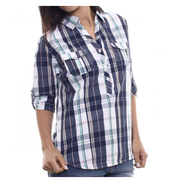 Sx Camisa Alma De Praia Xadrez Amber Azul - 3