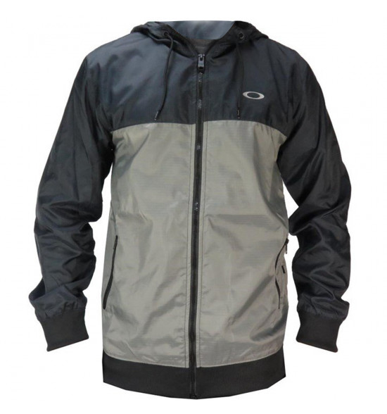 Jaqueta Oakley Windbreaker Blocked One Brand Cinza Com Preto