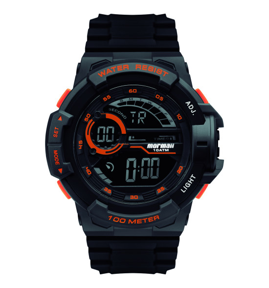 Relógio Mormaii Digital Wave MO3660AE/8L Preto e Laranja