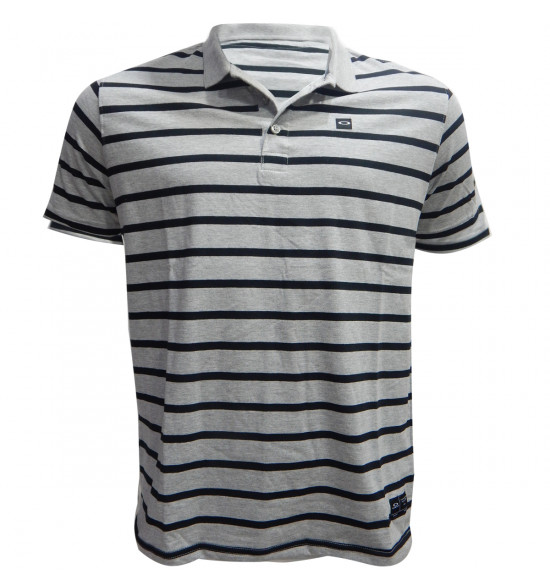 Camisa Polo Oakley Striped Patch Cinza