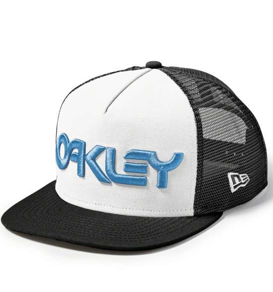 Boné Oakley Factory Pilot Trucker Preto com Logo Azul