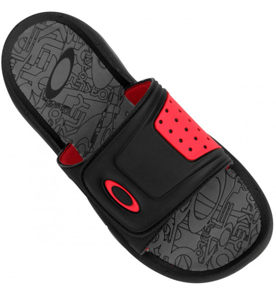 Chinelo Oakley Super Coil Slide Preto Com Vermelho - 2