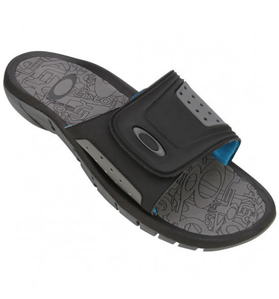Chinelo Oakley Super Coil Slide Preto Com Azul - 2