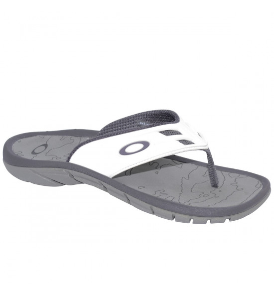 Chinelo Oakley Super Coil 15 Cinza Com Branco - 2