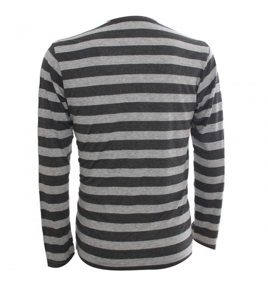 Rx Camiseta Alma De Praia Gola V Listras Mescla Manga Longa - 2