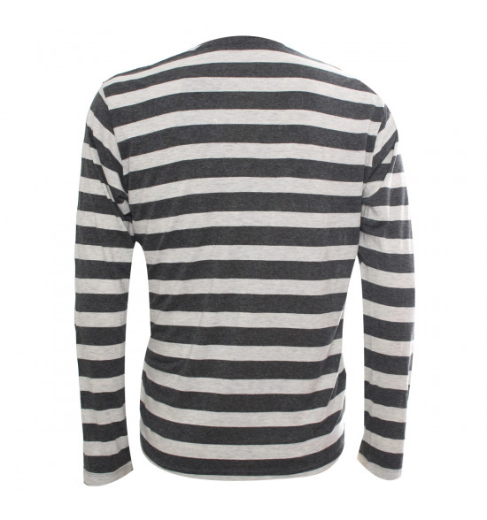 Rx Camiseta Alma De Praia Gola V Listras Branco Manga Longa PROMOÇAO - 2