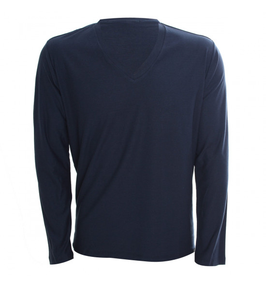 Rx Camiseta Alma De Praia Gola V Manga Longa Azul - 2