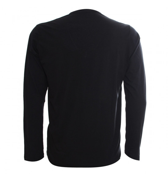 Rx Camiseta Alma De Praia Gola V Manga Longa Preta - 2