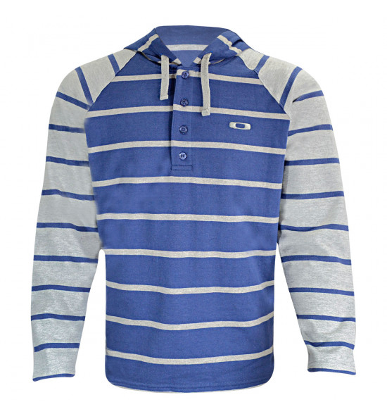 Moletom Oakley Knapp Hoody Listrado Azul e Cinza