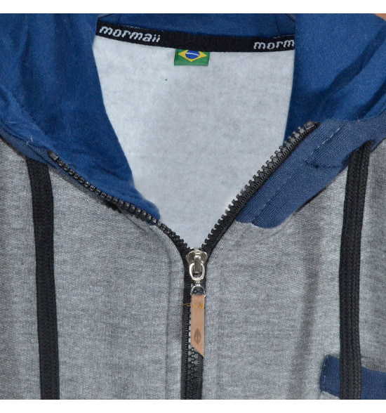 Moletom Mormaii Canguru Cinza e Azul com Bolso PROMOÇAO - 2