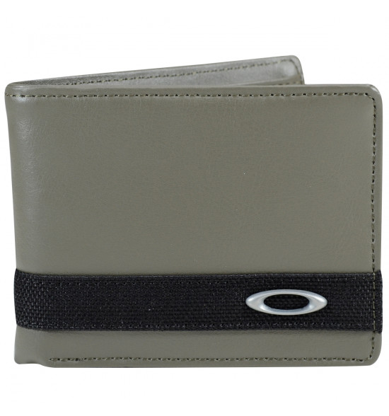 Carteira Oakley Dry Goods Cinza Leather Wallet