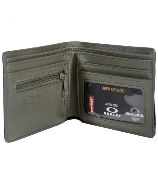 Carteira Oakley Dry Goods Cinza Leather Wallet - 3