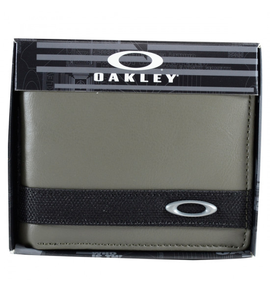 Carteira Oakley Dry Goods Cinza Leather Wallet - 6