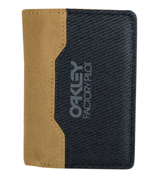 Carteira Oakley de Couro Factory Pilot Preto