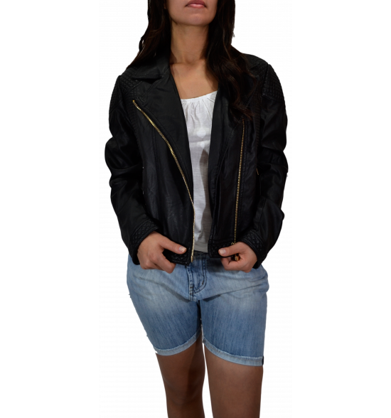 Jaqueta Alma de Praia Couro Preto PROMOÇAO - 2