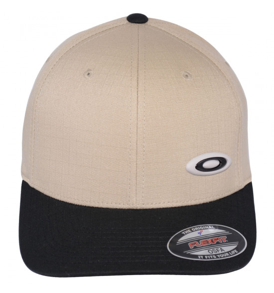 Boné Oakley Ellipse Cap Bege com Preto FlexFit LANÇAMENTO EM PROMOÇÃO - 2