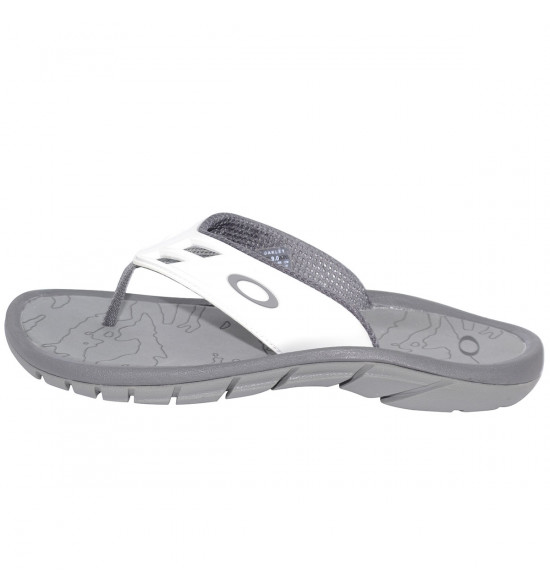 Chinelo Oakley Super Coil 15 Cinza Com Branco - 4