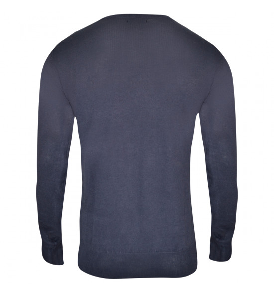 Suéter Alma De Praia Gola V Marinho - 4