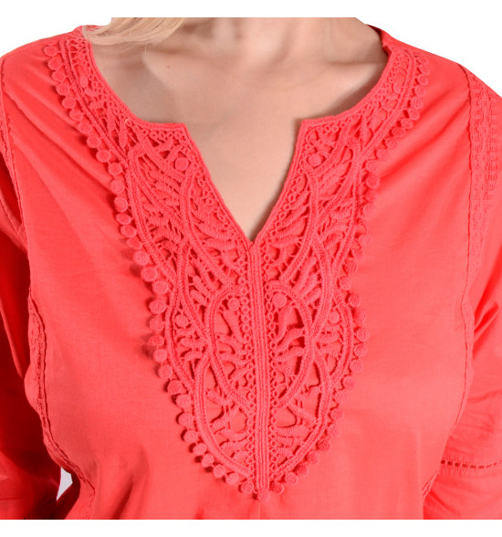 Saída Alma de Praia Manga Barra Rendada - 3