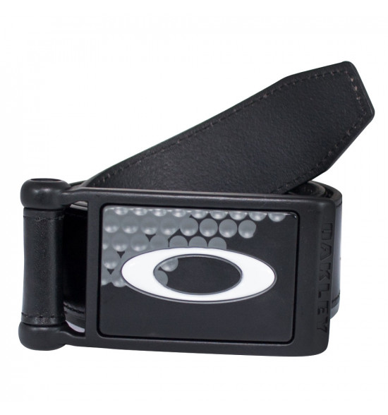 Cinto Oakley Couro Liso Ellipse Leather Belt Preto