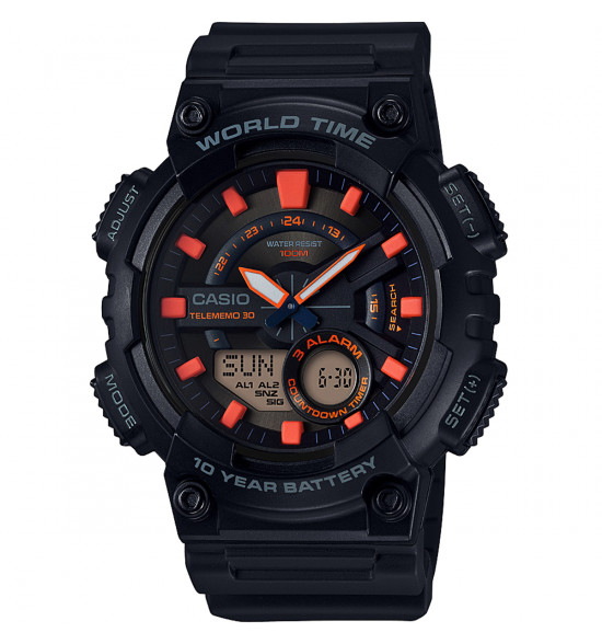 Relógio Casio Digital e Analógico AEQ-110W-1A2VDF-SC Preto e Vermelho