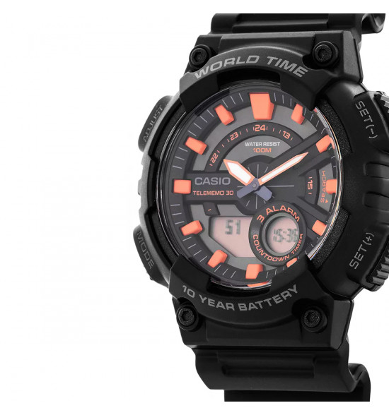 Relógio Casio Digital e Analógico AEQ-110W-1A2VDF-SC Preto e Vermelho - 2