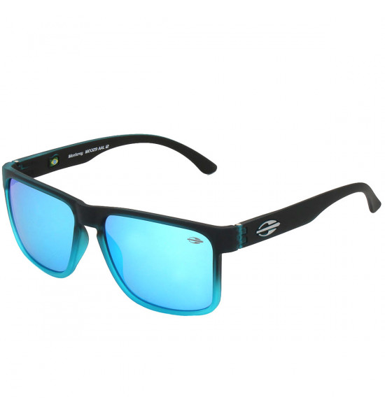 Óculos Mormaii Monterey Preto Fosco Degradê Azul/Lente Azul