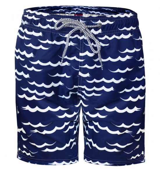 Shorts Água com Cordão Alma de Praia Gaivotas Marinho