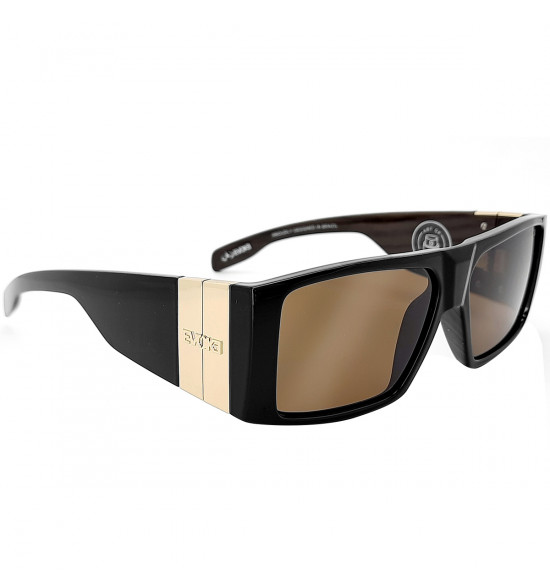 Óculos Evoke New Bomber BRA12 Black Shine Gold/Lente Brown