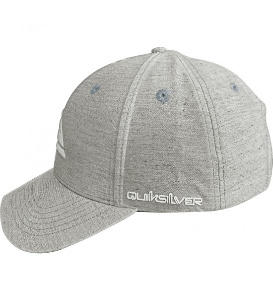 Boné Quiksilver Decades Heather Cinza Mescla Logo Branco - 3