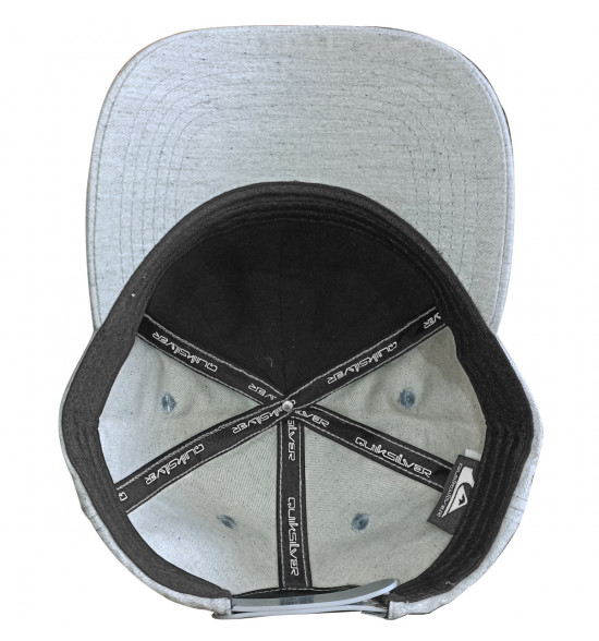 Boné Quiksilver Decades Heather Cinza Mescla Logo Branco - 5