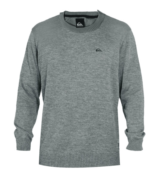 Suéter de Tricot Quiksilver Embroidery Masculino Cinza - Algodão Premium e Logo Bordado
