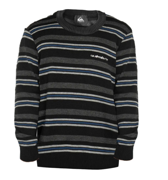 Suéter de Tricot Quiksilver When We Masculino Listras - Algodão Premium e Logo Bordado