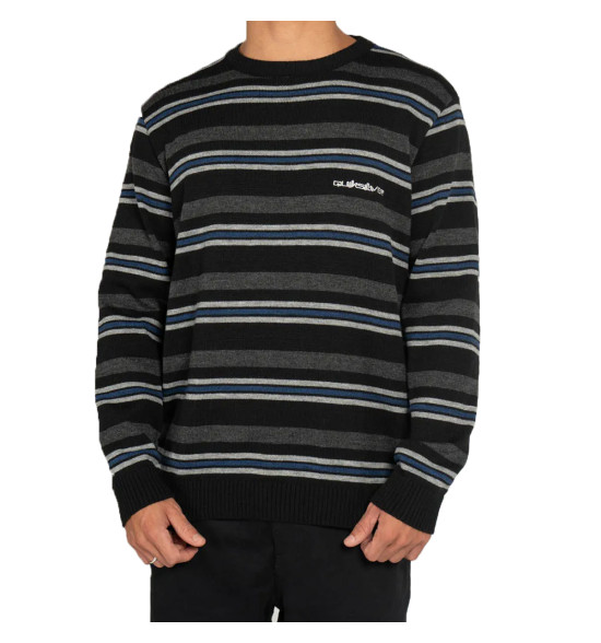 Suéter de Tricot Quiksilver When We Masculino Listras - Algodão Premium e Logo Bordado - 3