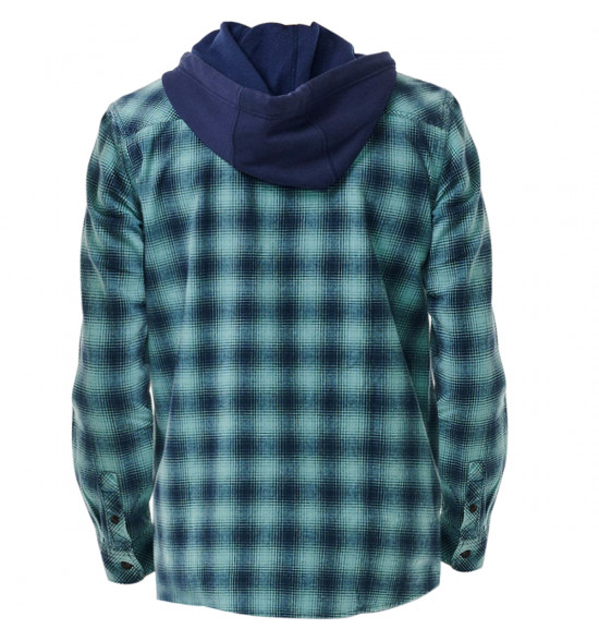 Camisa Rip Curl Flanelada Xadrez com Capuz Grunter Hood Shirt Navy - 2