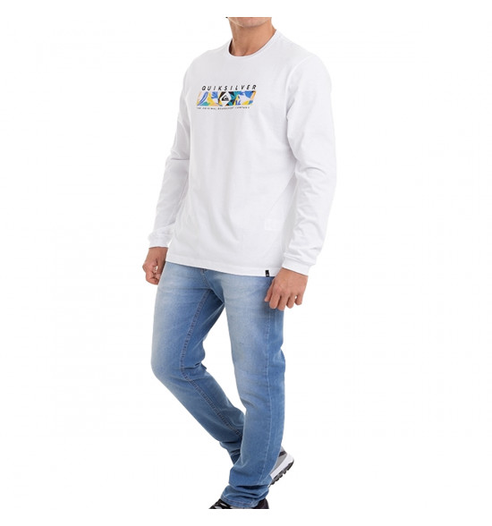 Camiseta Quiksilver Manga Longa Basic Distant Fortune Branco - 3
