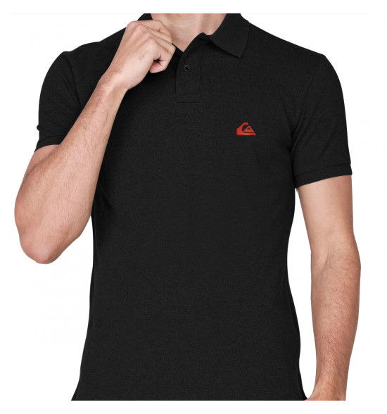 Camisa Polo Quiksilver Embroidery Piquet Preta - 3