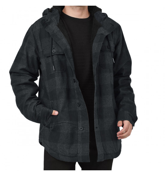 Jaqueta Rip Curl Flanelada Xadrez Sounds Hooded Washed Black - 4