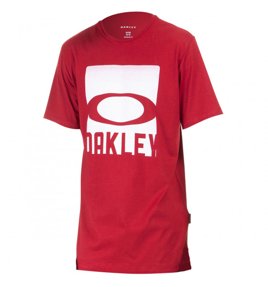 CAMISETA OAKLEY CINZA ESTAMPA LATERAL VERMELHA