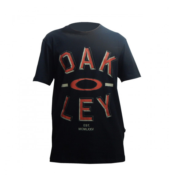 Camiseta Oakley Block Out Tee 2.0 Preto com Vermelho