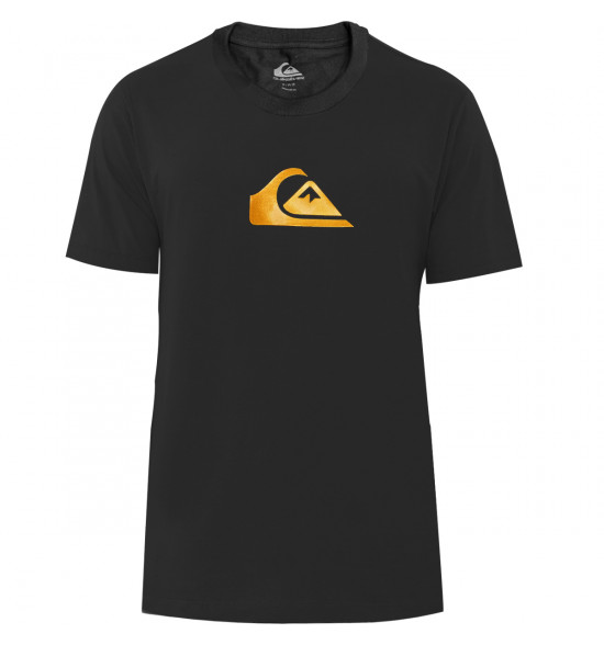 Camiseta Quiksilver Metal Comp Preta e Dourada