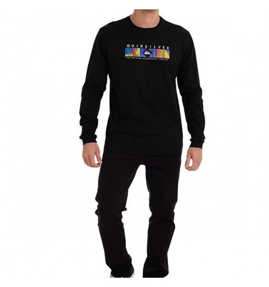 Camiseta Quiksilver Manga Longa Basic Distant Fortune Preto - 3