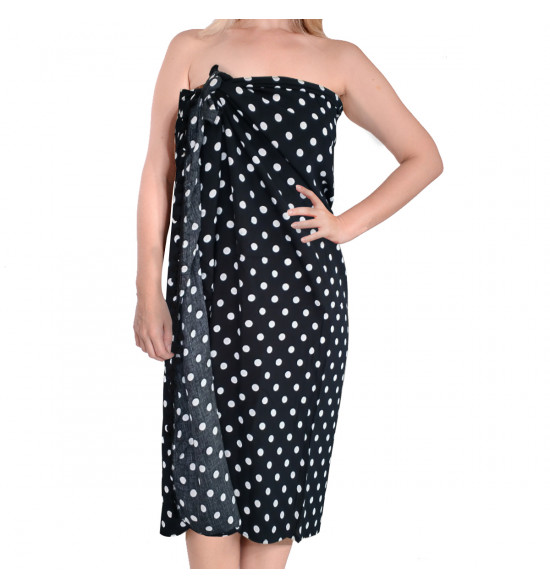 Canga Alma de Praia Preta com Bolinhas Brancas - 2